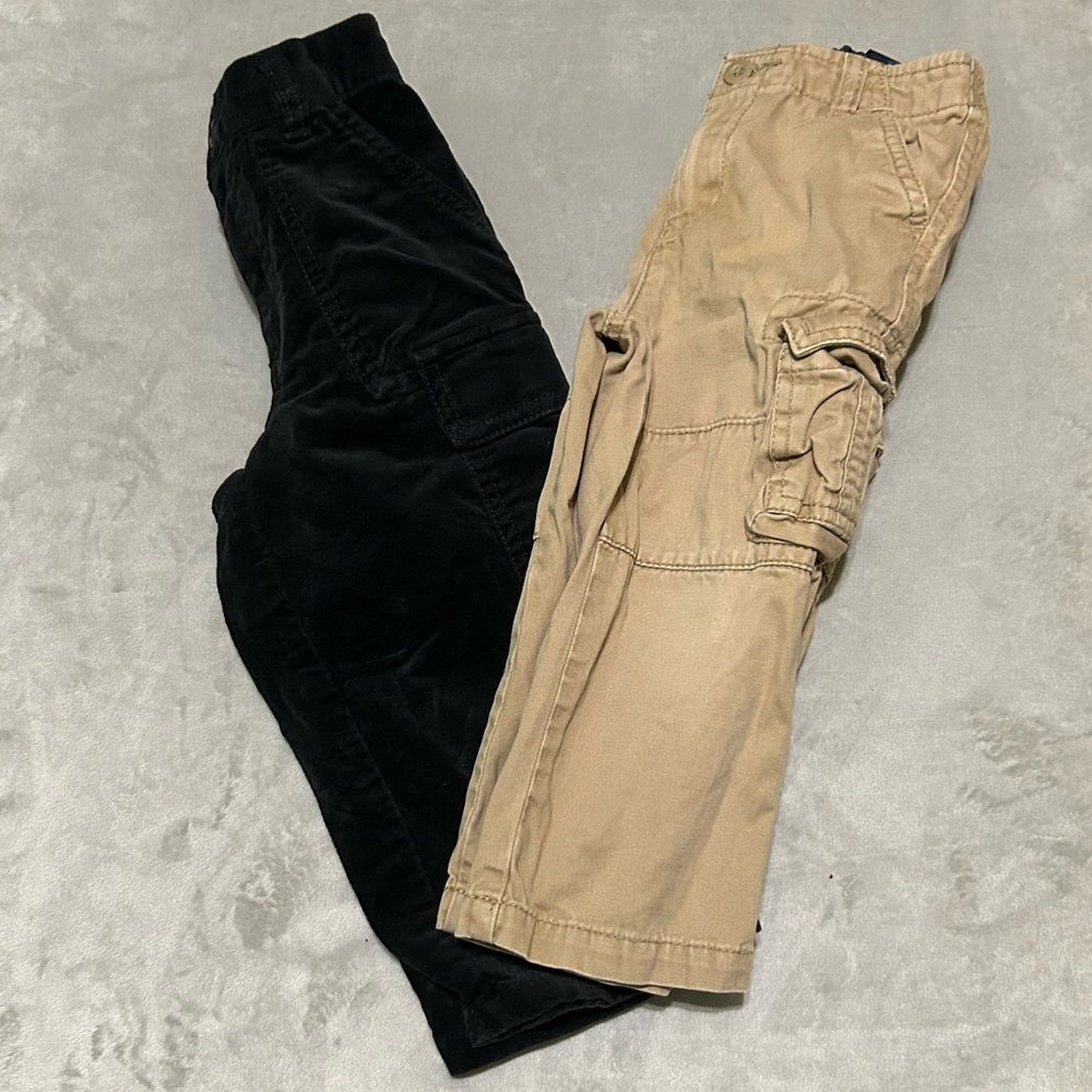 Tommy Hilfiger Tan Cargo Pants/Children’s Place Black Pants